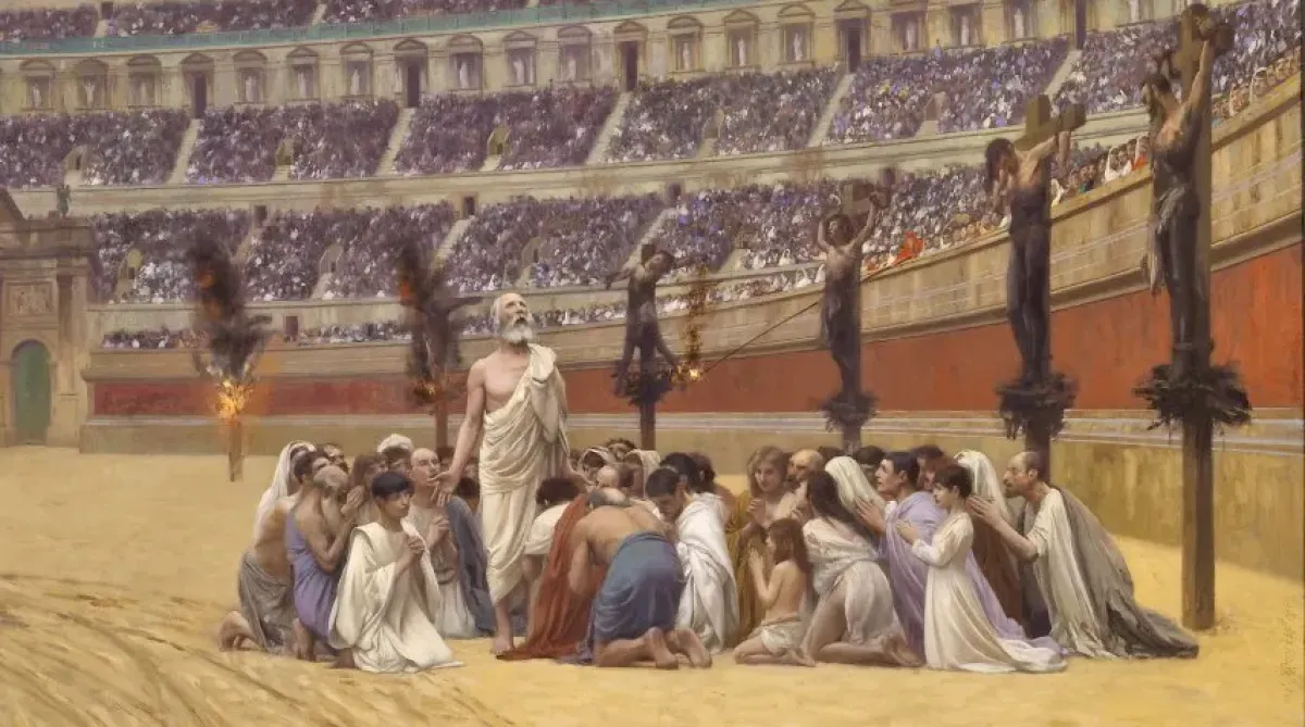 “L'ultima preghiera dei martiri cristiani"realizzato dal pittore francese Jean-Léon Gérôme tra il 1863 e il 1883 (Walter Arts Museum)